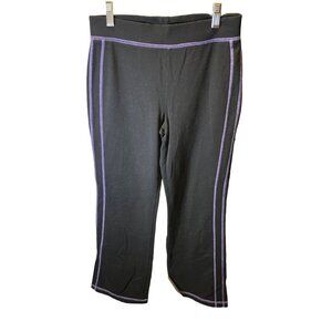 Danskin Black and Purple-Trimmed Athletic Capri Bottoms Pants SZ Small
